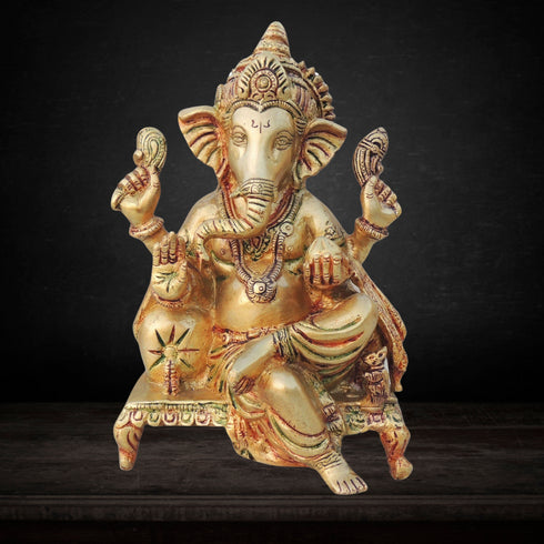 Brass Ganesh Ji God Idol Statue 2.86 Kg